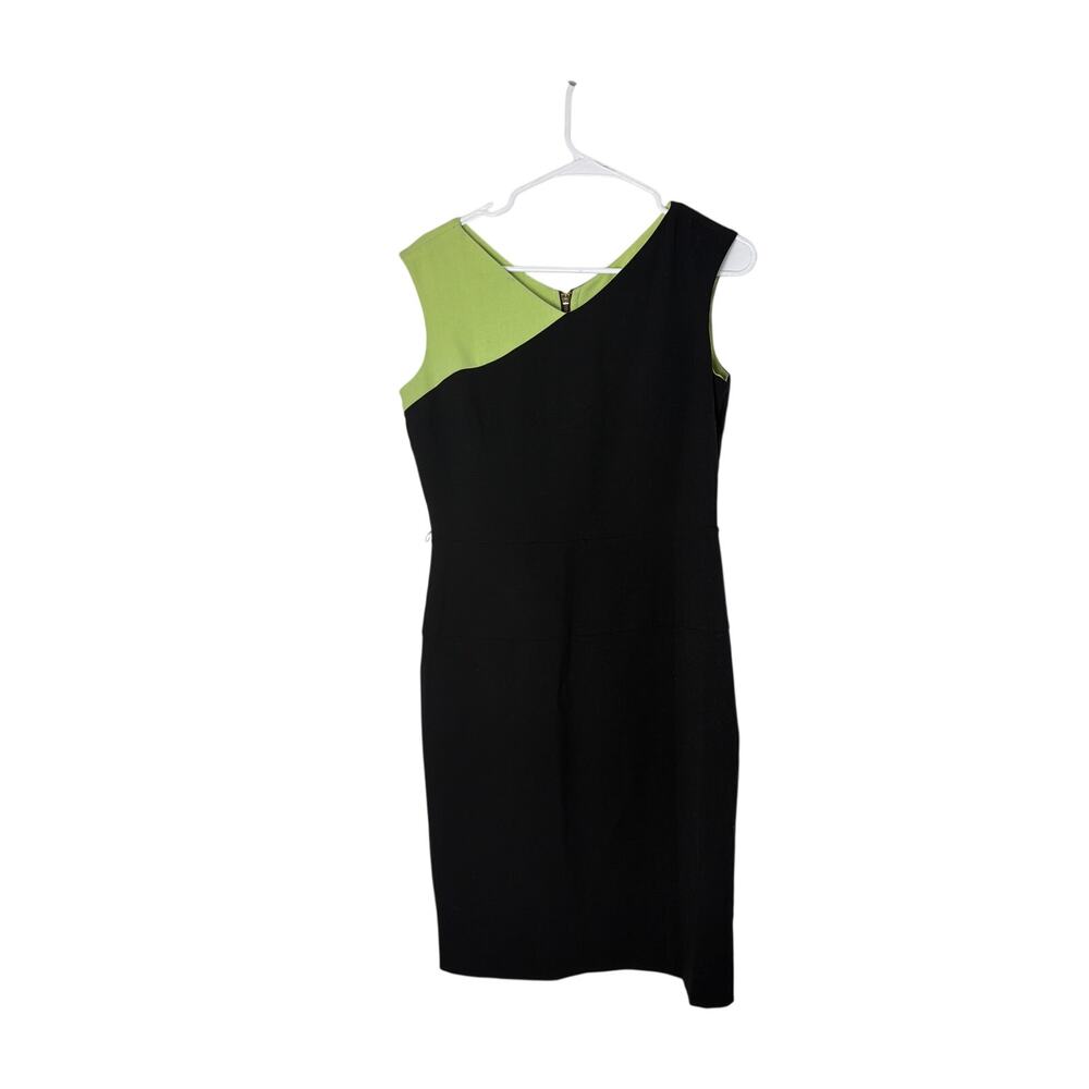 Calvin Klein black & lime green colorblock dress size 8 female